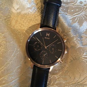 MVMT black watch 38MM boulevard leather strap